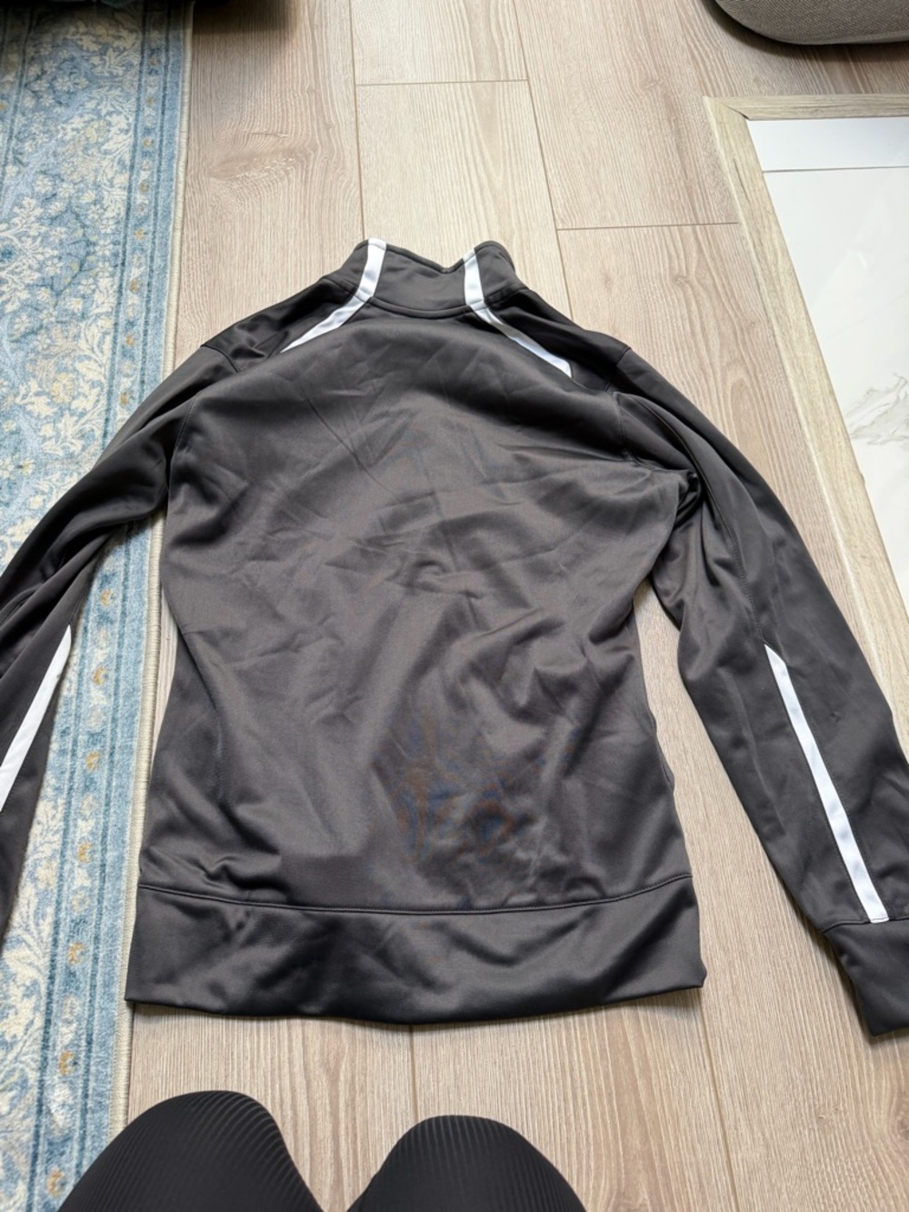 Women’s Nike Grey Jacket with White Stripes - Full Zip Training Top Athletic - Picture 4 of 4